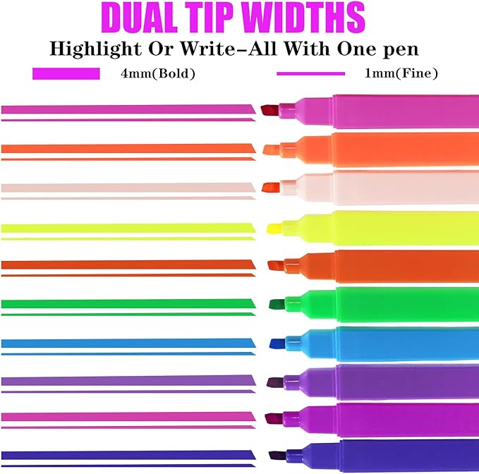 Vitoler Highlighters,10 Pack Assorted Colors Highlighters with Soft Chisel Tip,Bible Highlighter No Bleed,Book Markers for Women