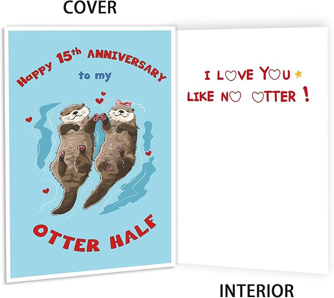 Happy 15th Anniversary Card Gift for Husband,Wife,Romantic Fifteenth Anniversary Card for Boyfriend or Girlfriend,Lovely Fifteen Year Wedding Anniversary Card for Women Men Him Her