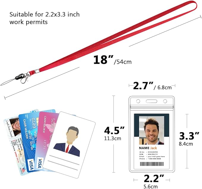 6 Pack Neck Lanyard with ID Badge Holder, Office Strap Lanyards, Stainless Metal Swivel Hook for Name Tag, Badge Holders, Keychains, Card, Rosy