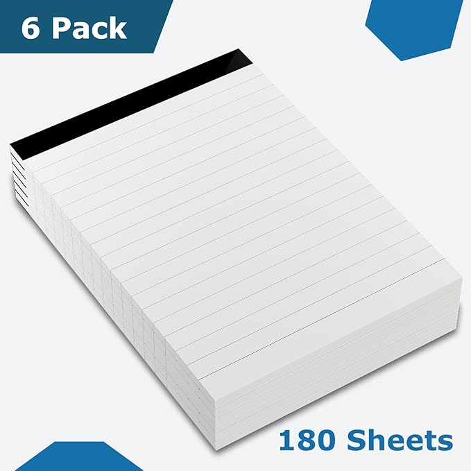 6 Pcs Perforated Note Pads College Ruled - 4" x 6" Inch Writing Notepad for Daily Planning - Perforated Small Notepads with 31 Sheets per Pad - Ruled Papers