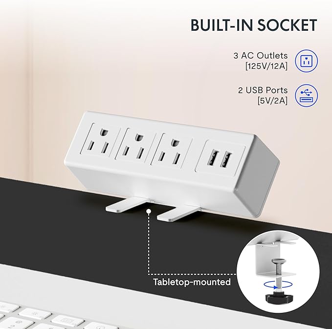 FLEXISPOT EN2 Whole-Piece Standing Desk with Clamp Power Strip, 48 x 30 Electric Stand Up Height Adjustable Desk with Cable Management (White Frame + 48" White Wood Grain Desktop, 2 Packages)