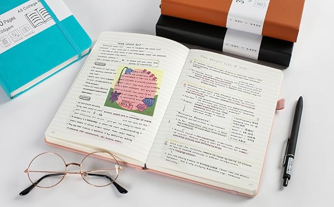 Thick College Ruled Notebook with 366 Numbered Pages, A5 Journals for Writing with 100GSM Lined Paper, Hardcover Leather Notebooks for Women Men School Note Taking Office Work Diary, 5.7"x8.3" Brown