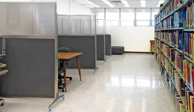Versare Hush Screen Portable Room Divider | Workstation Wall Divider | Freestanding Privacy Hush Panels | Frosted Windows | Fabric Office Divider Screen | Great for Room Separation