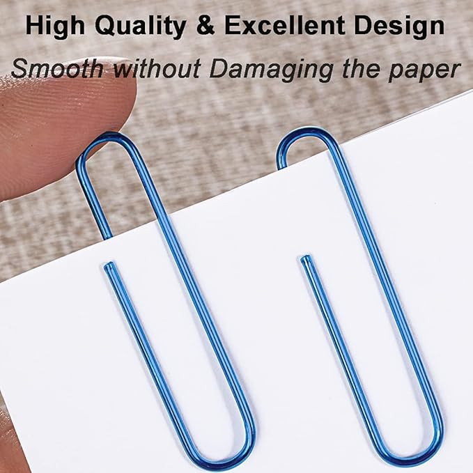 Vinaco Blue Jumbo Paper Clips, 100 Pack, 2 Inch (50 mm), Durable & Rust Resistant, Great for Office, School and Personal Use