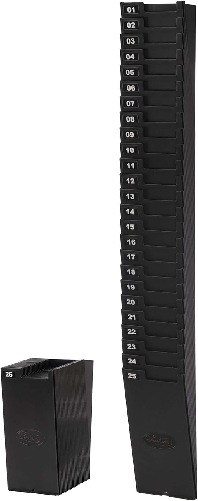Lathem Expanding Time Card Rack for 9" Cards, 25 Pockets, Black Plastic, Mounting Hardware (25-9EX)