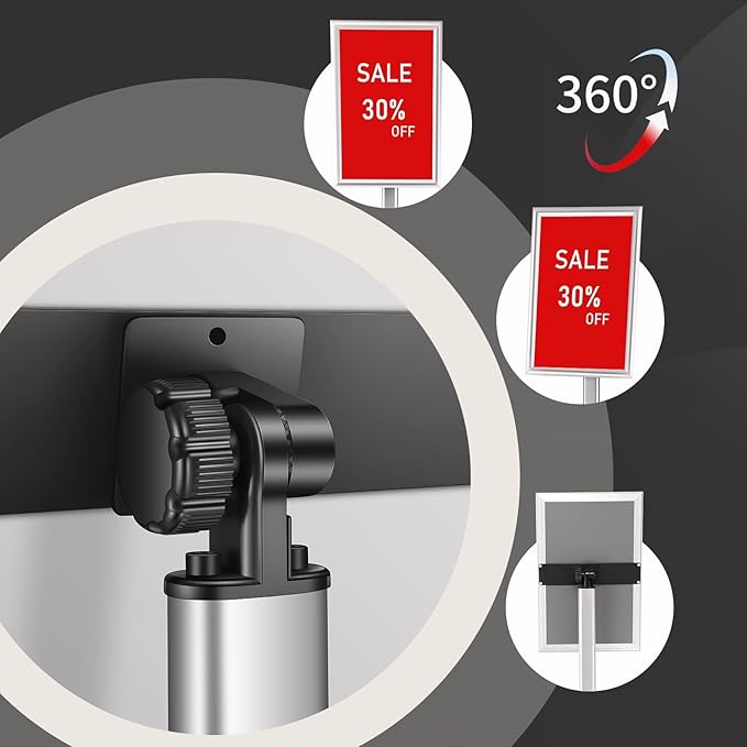 DISPLAYSWORKER Adjustable Heavy Duty Pedestal Sign holder floor Stand,sign stand poster stand Aluminum Snap Open Frame,Standing Floor for 8.5x 11 inch,Vertical/Horizontal View,SILVER