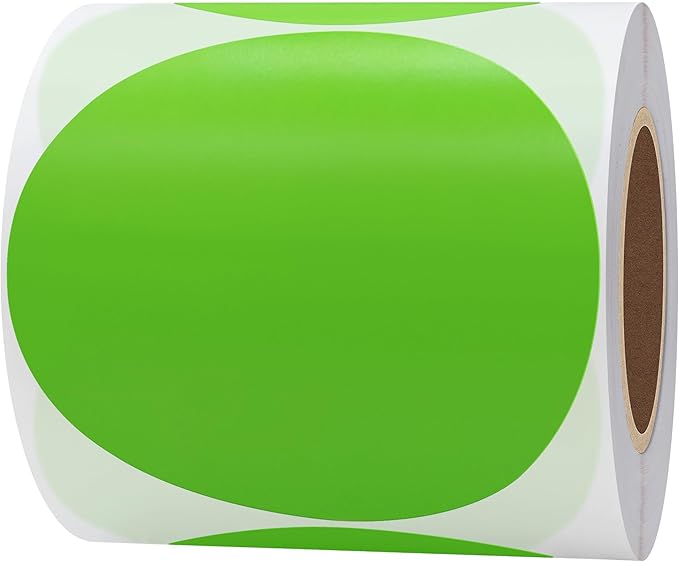 Hybsk 3 inch Circle Color Direct Thermal Stickers Shipping Labels for Barcodes,Name Tag,DIY Logo Design,QR Code,Inventory– Compatible with Zebra,Rollo,Munbyn,and More-350 pcs (3 inch,Green)