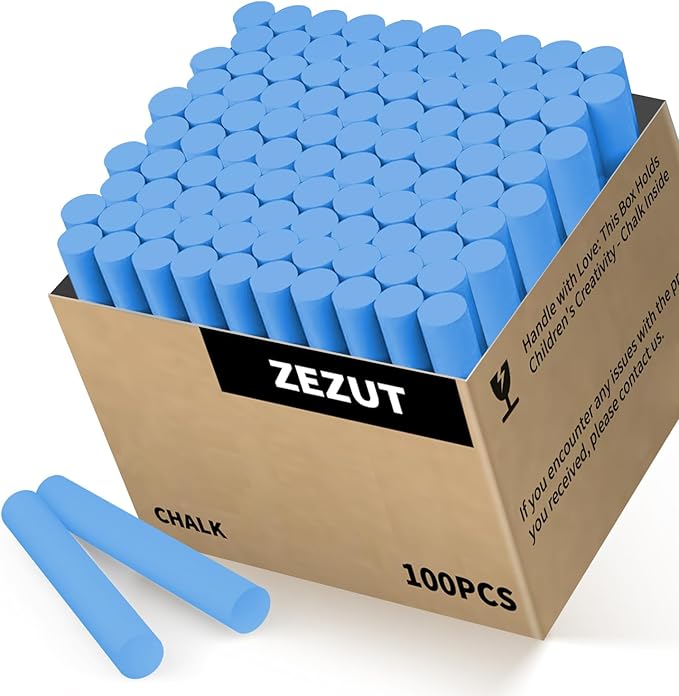 Blue Chalk 100PCS, Low Dust Chalks Stick Bulk for Chalkboard Blackboard Non-Toxic