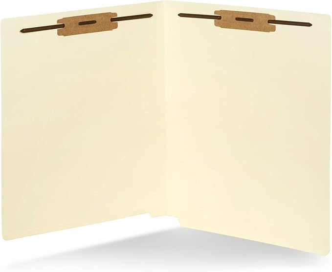 50 End Tab Fastener File Folders - Reinforced Straight Cut Tab - Designed to Organize Standard Medical Files and Office Documents - Letter Size, Manila, 50 Pack