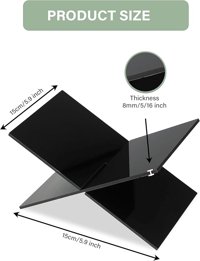 Acrylic Book Display Stand - Cookbook Holder for Kitchen (Black)