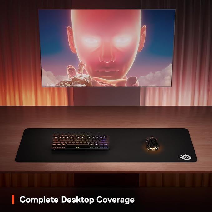 SteelSeries QcK Gaming Mouse Pad - XXL Cloth - Peak Tracking and Stability - Esports Mousepad - Never-Slip - Full Desk Coverage
