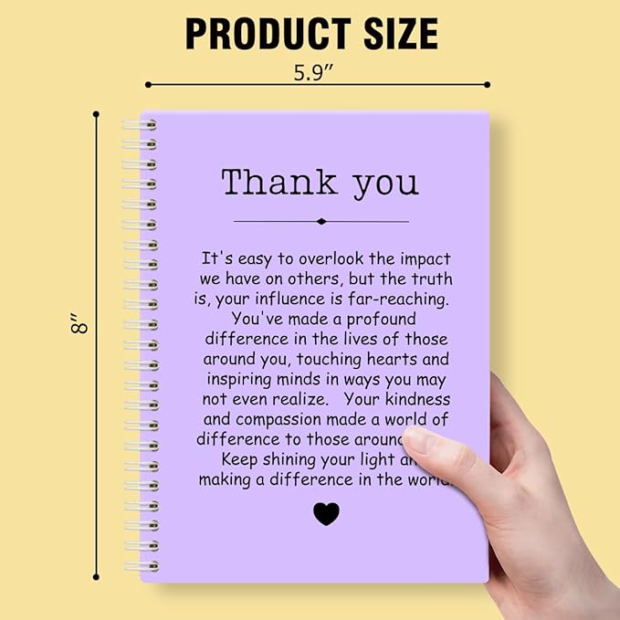 Thank You Purple Hardcover 160 Pages Spiral Notebooks, Funny Thank You Gifts for Women Men Coworkers Leader Mentor, Appreciation Gifts for Employees, Thanksgiving Gifts for Colleagues Leaders