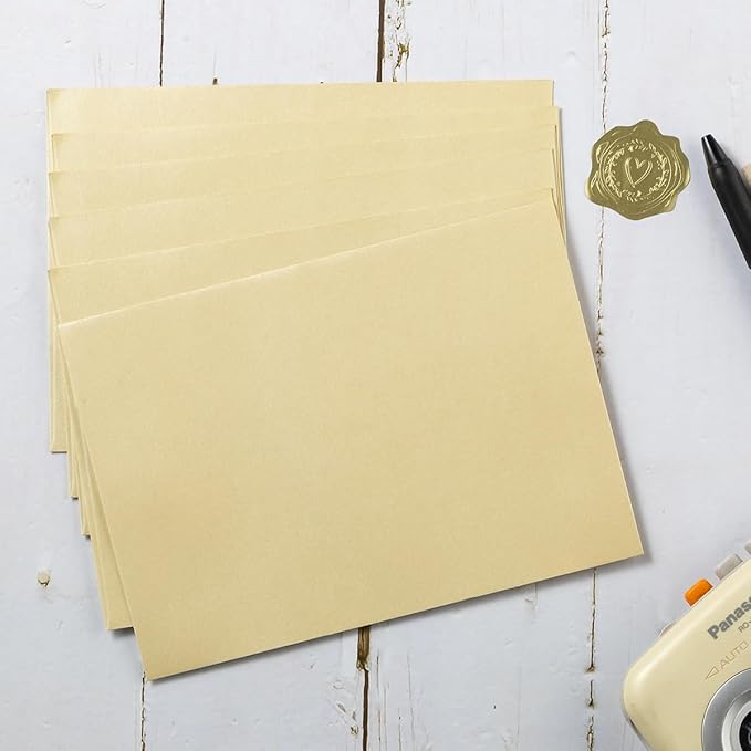 50 Pieces Metallic Shiny Cream Color Self Seal Envelopes for 5x7 Greeting Cards, Invitations, Postcards (Cream Color, 5x7)