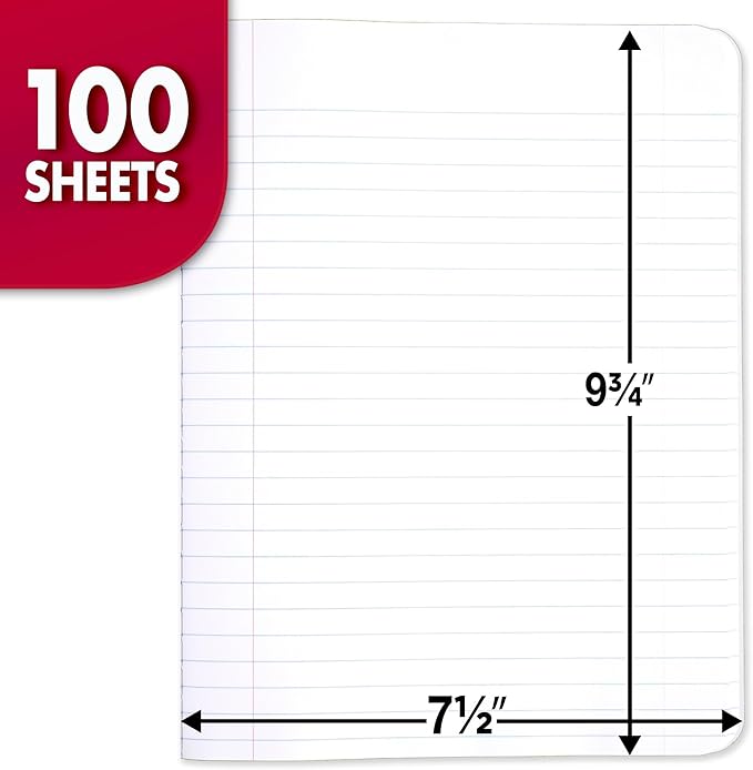 Mead Composition, Wide Ruled Comp Book, Writing Journal Notebook with Lined Paper, Home School Supplies for College Students & K-12, 9-3/4" x 7-1/2", 100 Sheets, Black Marble (09910)
