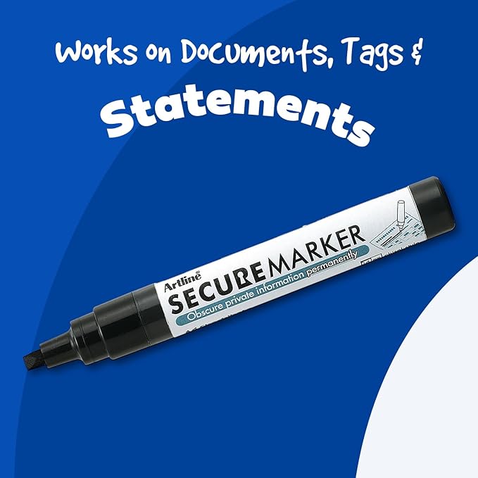 Artline Secure Marker Redacting Pen | Blackout Marker | Blacks Out Private Information | Convenient 3-Pack