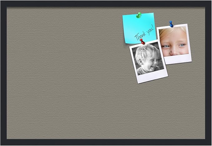 PinPix 30x20 Inch Cork Bulletin Board. This Decorative Framed Pin Board Comes with Pewter Design and a Satin Black Frame. Ideal for Home Office Decor or Message Board (PinPix-1812)