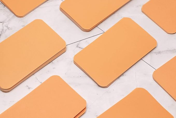 Penta Angel 100 Pcs Mini Paper Blank Gift Notes Cards DIY Craft Small Word Business Message Cards (Orange)