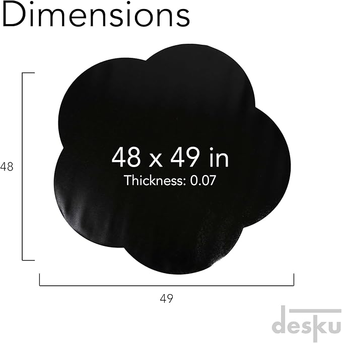 DESKU Flower Power Desk Chair Mat – Heavy-Duty PVC Mats for Carpet Floor Protection, Black, 48 x 49 Inches, Made in The USA