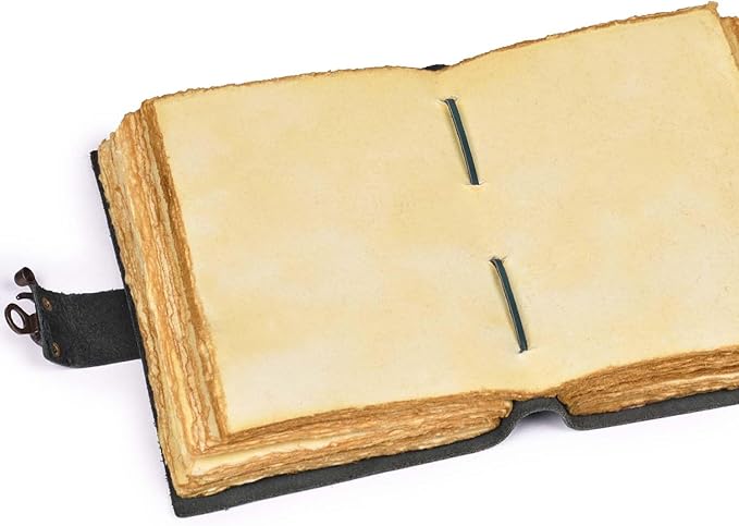 LEATHER VILLAGE Leather Bound Vintage Journal for Women & Men - Book of Shadows - Lock Closure - 200 Pages of Antique Deckle Edges Handmade Paper - Turquoise Color - 7 X 5 inches