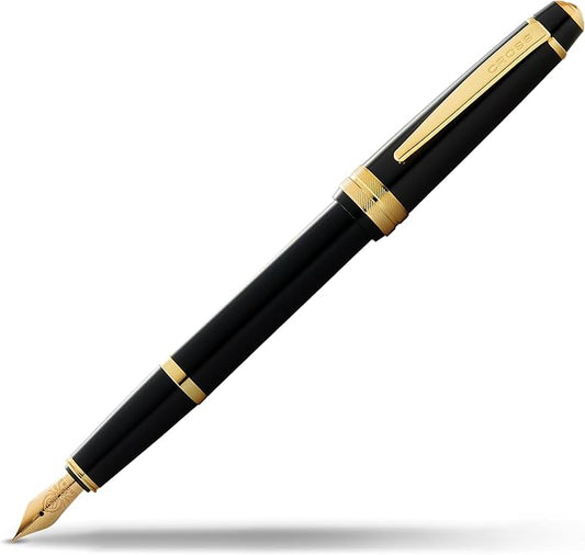 Cross Bailey Light Refillable Fountain Presented in a Everyday Gift Box - Medium Point, Black Ink, Polished Black