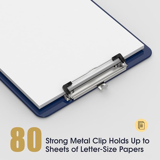 Plastic Clipboards, A4 Blue Clip Board 8.5x11 for Classroom, Students, Kid, Woman, Size 9" x 12.5" with Low Profile Clip, Office & School Supply