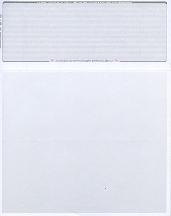 Compuchecks Top Blank Check Paper - 250 Pack, Quick-Books & Laser Printer Compatible - Security Business Checks with Voucher - 8.5" x 11" Platinum Pinstripe