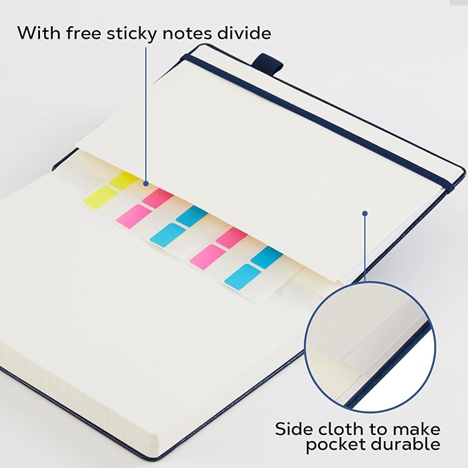 Lined Journal Notebook, 320 Pages Leather Hardcover Thick A5 College Ruled Thick Classic with Pen Loop, for Writing Women Men Office Work, 5.7'' X 8.4'', Pearlescent Purple