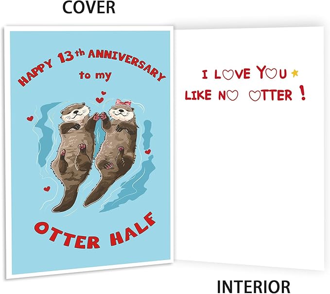 Romantic 13th Anniversary Card for Wife, Husband,Boyfriend,Girlfriend,Funny 13 Year Anniversary Card for Him Her,Gifts Idea for Dad Mom Couple Wedding Anniversary