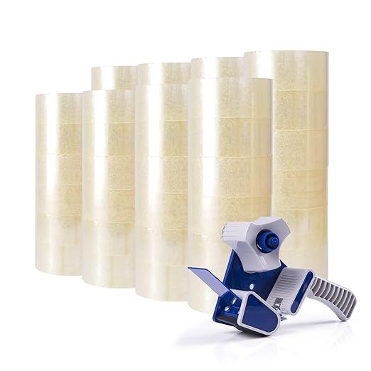ADHES Shipping Tape Packaging Tape Packing Tape for Moving Boxes, 54.68yard Per Roll 1.88inch Width 2.6Mil Thickness