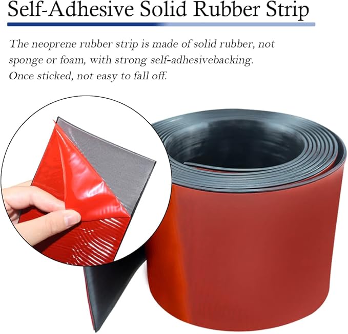 Neoprene Rubber Strips Self Adhesive Solid Rubber Sheets, Rolls & Strips for DIY Gaskets Crafts Pads Seals Warehouse Flooring Rubber Strip with Adhesive Backing (4” Wide x 1/5" Thick x 20' Long, 1)