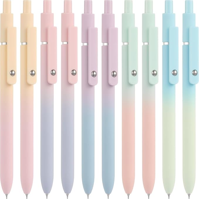Vanhench 10Pcs Gel Pens, Cute Pens for Trendy Teen Girl Stuff, Happy Birthday Gift Basket, Aesthetic School Supplies, Ideal for 8 9 10 11 12 13 14 Year Old Girl (10PCS Gradient)