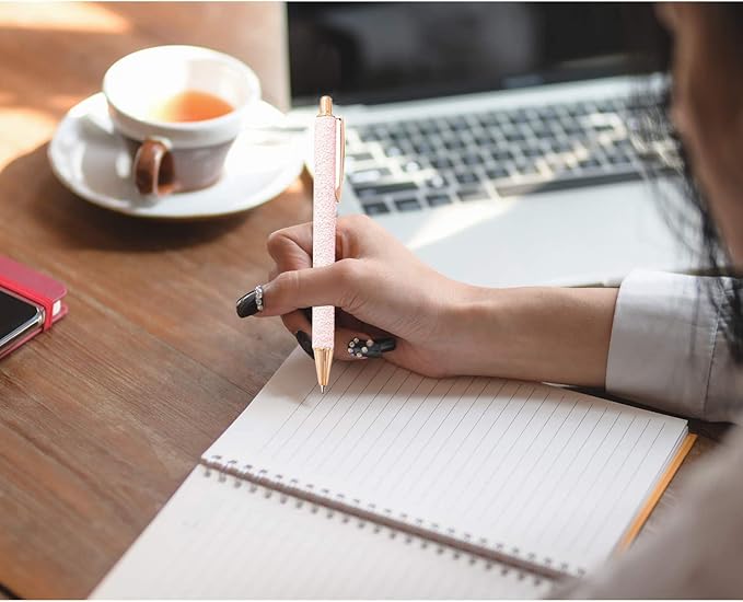 9 Pcs Fancy Pens for Women Glitter Colorful Ballpoint Pens Metal Retractable Pens Black Ink Medium Point 1.0 mm Pretty Cute Sequins Pens Journaling Pens for Women Girls (Fresh style)