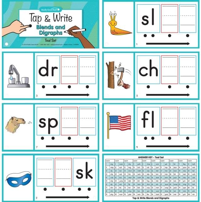 Really Good Stuff Tap and Write Blends and Digraphs - 124 Cards