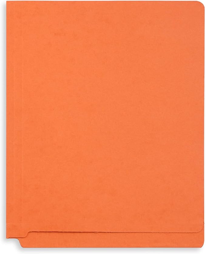 50 Orange End Tab Fastener File Folders - Reinforced Straight Cut Tab - Durable 2 Prongs Designed to Organize Standard Medical Files, Receipts, Office Reports, and More - Letter Size, Orange, 50 Pack