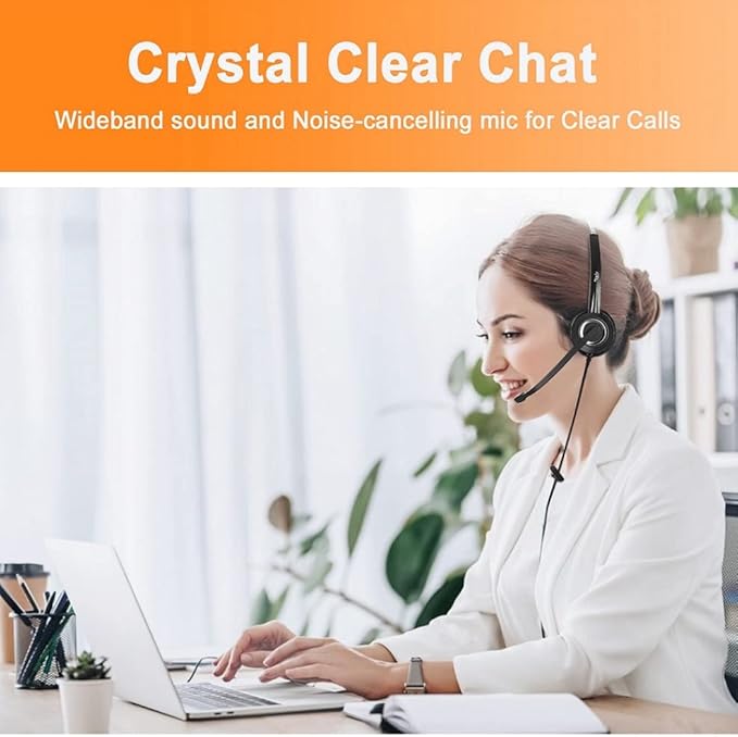 RJ9 Cisco Corded Office Headset HD Voice Compatible Cisco IP Phones 6851 7945g 7962g 8811 8841 8845 8851 8861 8961 9951 Series Model,Plus 3.5mm Adapter for Smartphone