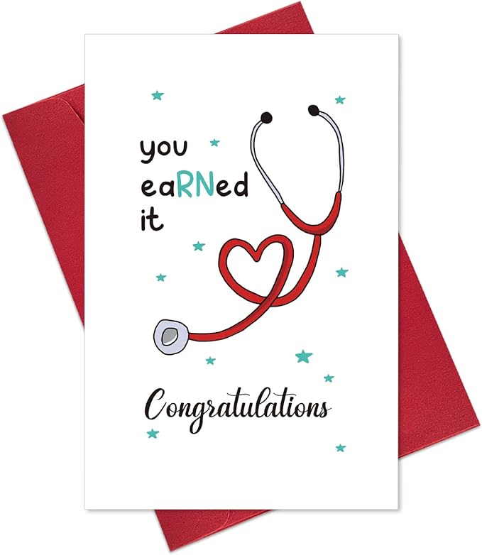 Ogeby Cute Nurse Graduation Card Gifts, Lovely RN Graduation Greeting Card, You Earned It Congratulations Card Gift for New Nurse