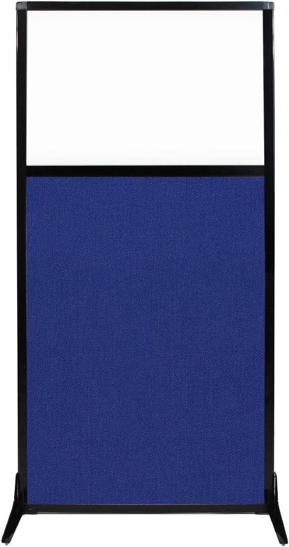 Versare Workstation Partition | Portable Wall Divider | Modern Office Cubicle | Free Standing Privacy Screen | Flexible Work Space | 33" x 70" W/Window, Royal Blue Fabric Panels