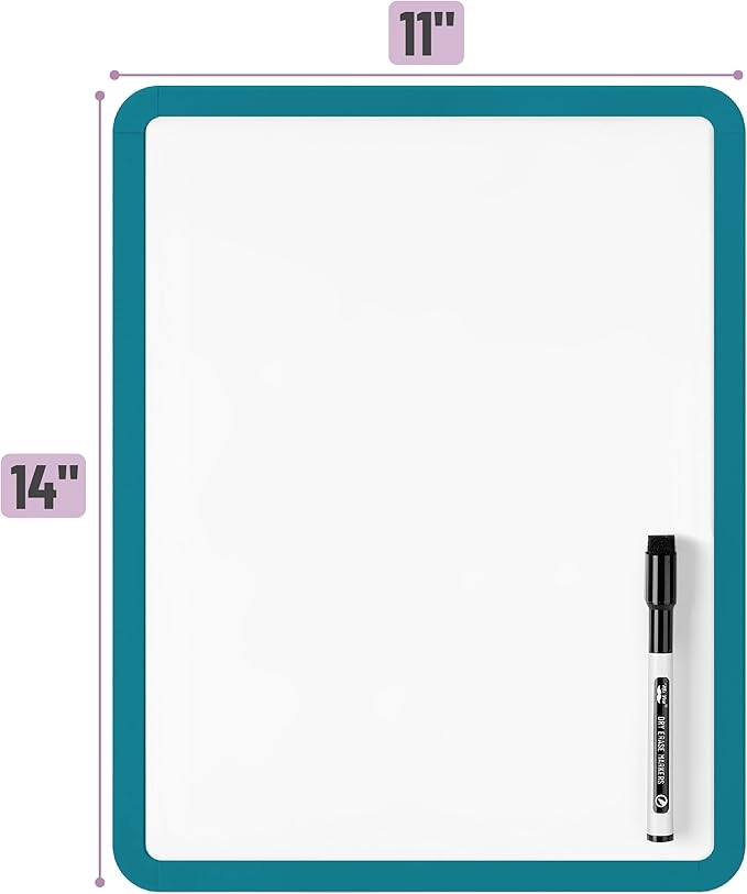 Mr. Pen- Dry Erase Board, 14” x 11” with a Black Dry Erase Marker, Green Frame, Small White Board, White Board for Kids, White Board for Students, Small Dry Erase Board, Mini White Board