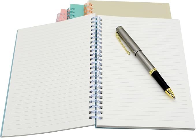 Yansanido Spiral Notebook, 4 Pcs 8.3 Inch x 5.9 Inch A5 Thick Plastic Hardcover 7mm College Ruled 4 Color 80 Sheets -160 Pages Journals for Study and Notes (4)