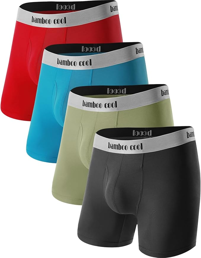 BAMBOO COOL Men's Ultra Breathable Underwear,No Riding Up Boxer Briefs with ComfortFlexible Waistband,Multipack