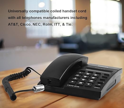 Telephone Handset Cord Detangler 2 Sets, 2 Pack 360 Degree Rotating/Anti-Tangle Landline Cable and 2 Pack Telephone Handset Cord 8.5 Foot Uncoiled (2 Foot Coiled)