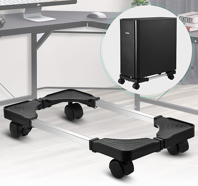 Computer Tower Stand, Adjustable Mobile CPU Stand with Rolling Caster Wheels, Premium PC Tower Stand Holder for Floor Carpet Gaming PC Case(YOSE)
