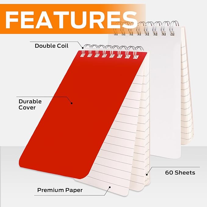 Pocket Notebook Bulk 3x5 Inch, 18 Packs Mini Top Bound Spiral Notepad, Small Pads 6 Colored, 60Sheets/120Pages (80GSM) Memo Notepads for Home, School, College, Office, Work, Travel