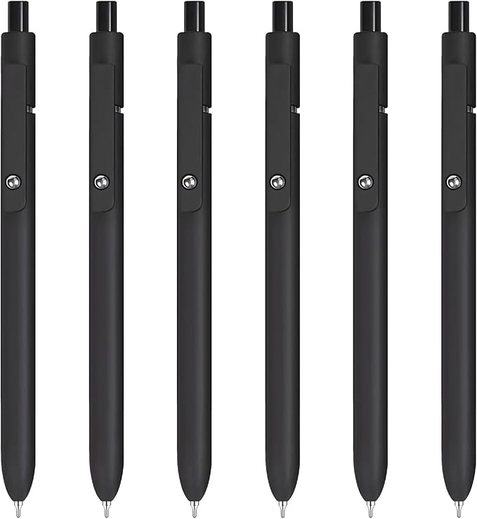 Gel Pens, 6PCS 0.5mm Black Ink Fine Point Pens With Smooth Writing, School Office Supplies, Anniversary Birthday Gifts for Men Women, Quick Dry Pen For Journaling, Nurse Aesthetic Pen (Elegant Black)