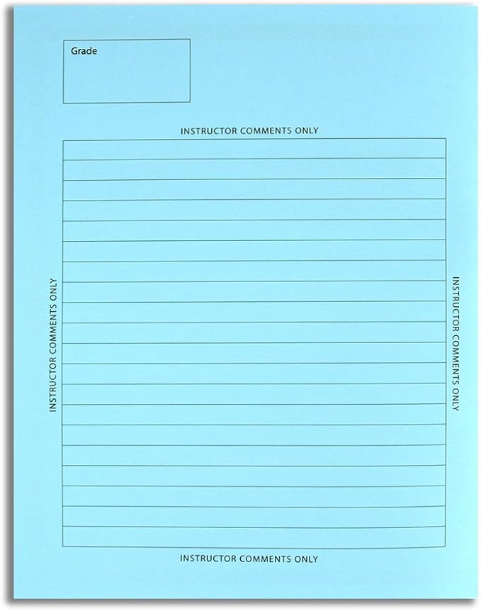 BookFactory Exam Blue Book/Blue Exam Book/Blue Test Book (10 Book Pack) (Ruled Format - 8.5" x 11" - 16 Numbered Pages) Saddle Stitched (LAB-016-7RSS (Exam Book) 10 PK)