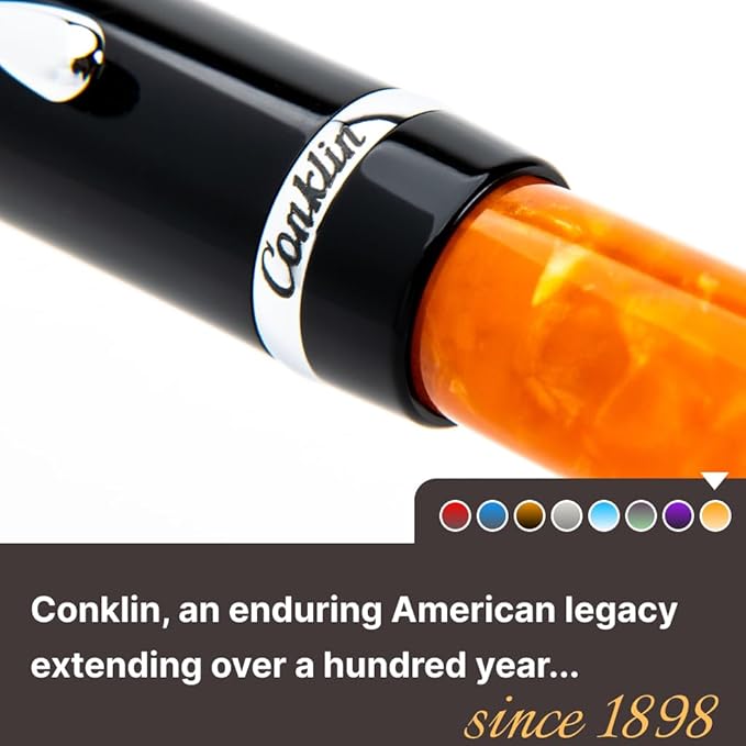Conklin Duragraph Fountain Pen Orange Nights - Fine Nib, Luxury Writing Instrument with Vibrant Orange Finish