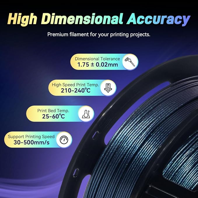 FLASHFORGE Chameleon Rapid PLA Filament 1.75mm Burnt Titanium, PLA Color Shift High Flow Speedy 3D Printer Filament, Max 500mm/s Fast Printing, Display Shimmering Effects from Various Angles and Light