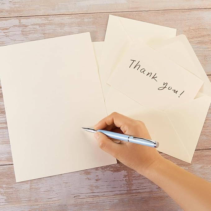 50 Pack Cream A6 Envelopes with Cards 4x6 Thick Folded Cardstock and Gold Stickers for Greeting Cards, Wedding, Birthday, Invitations, Baby Showers (Cream, 4x6)