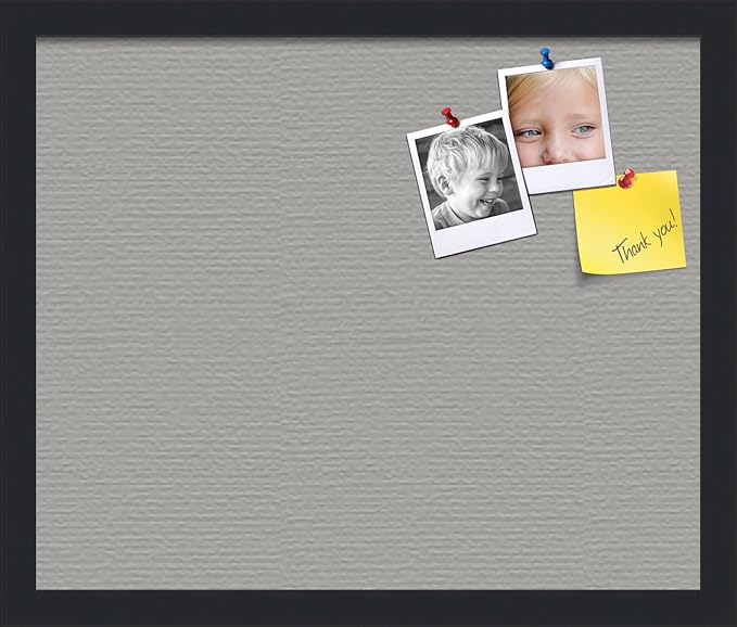 PinPix 18x15 Inch Cork Bulletin Board. This Decorative Framed Pin Board Comes with Dark Stone Design and a Satin Black Frame. Ideal for Home Office Decor or Message Board (PinPix-1808)