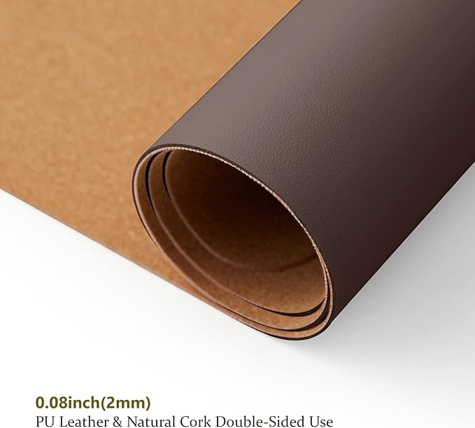 Cork Desk Mat - Small Dual-Sided Desk Pad for Office and Home - Desk Organization and Accessories - Ideal for Large Mouse Pad and Small Desk Mats on Top of Desks(Coffee,23.6"x 13.8")